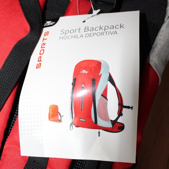 Bike/Motorcycle Sports Backpack (RED) - Reflective Trim - Elastic Rain Cover - Picture 2 of 12